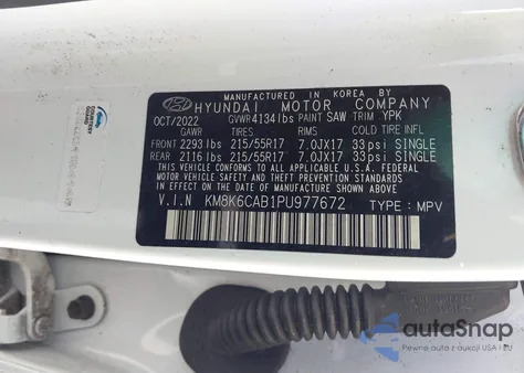 2023 Hyundai Kona Sel from USA, damaged, VIN KM8K6CAB1PU977672